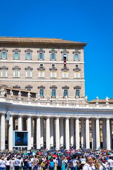 ROME, VATICAN STATE - AUGUST 19, 2018: Pope Francis on Sunday during the Angelus prayer in Saint Peter Square