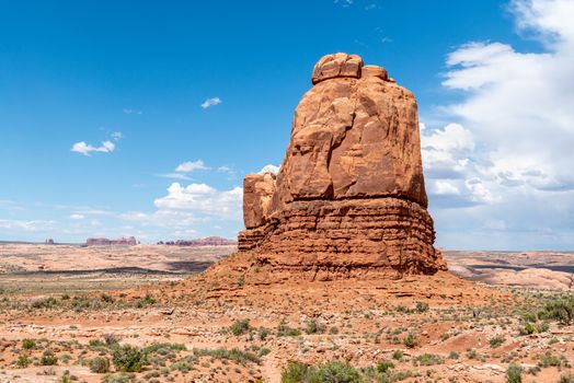 Sandstone formations in the entrance of Arches National Park, Utah