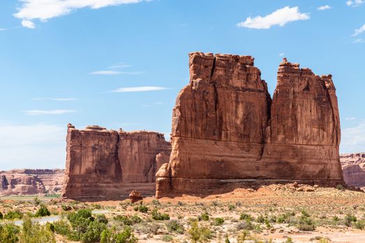 Sandstone formations in the entrance of Arches National Park, Utah