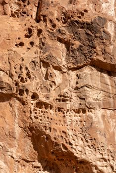 Tafoni (honeycomb) features in Fiery Furnace in Arches National Park, Utah