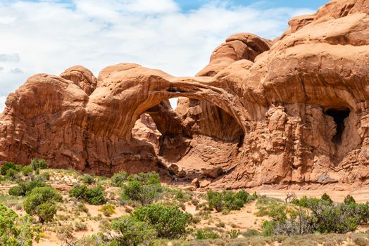 Double Arch seen from Double Arch Trail in Arches National Park, Utah