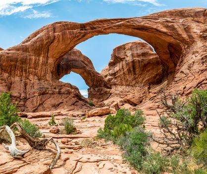 Double Arch seen from Double Arch Trail in Arches National Park, Utah