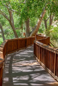 Boardwalk through rock art site in Capitol Reef National Park, Utah