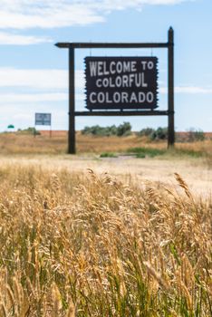 Welcome to Colorado sign at state line.