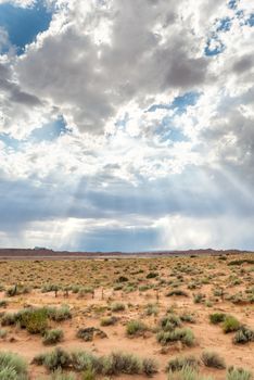 Scenic ladnscape with god-rays after a storm in Utah