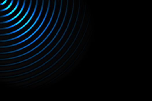 Abstract sound waves oscillating light blue on black background