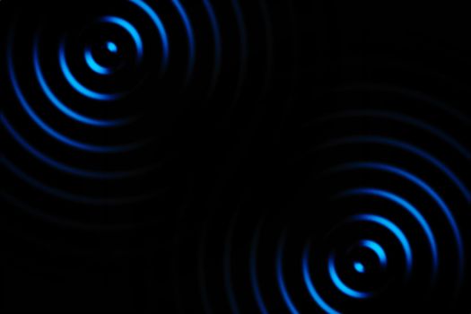 Light blue rings sound waves oscillating, abstract background