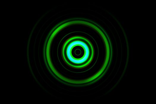 Abstract light green ring with sound waves oscillating background