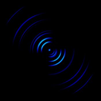 Abstract blue wireless network symbol on black background