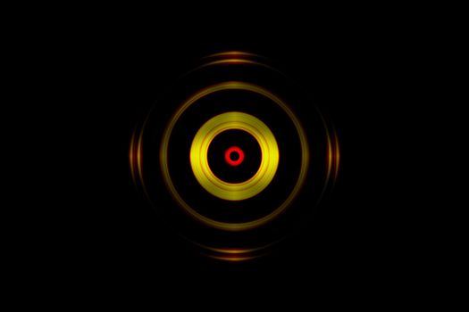 Abstract orange eye effect with photo lens on black background
