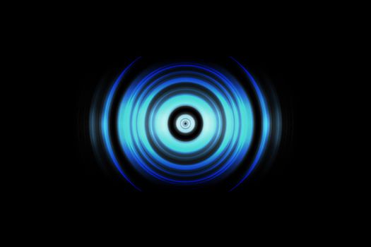 Sound waves oscillating blue light with circle spin abstract background