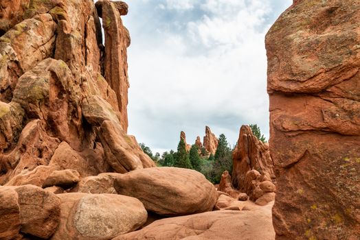 Sandstone formations along Central Garden Trail in Garden of the Gods, Colorado