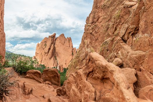 Sandstone formations along Central Garden Trail in Garden of the Gods, Colorado