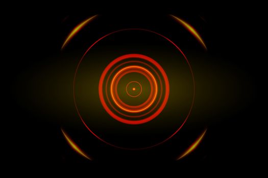 Abstract orange ring with sound waves oscillating background