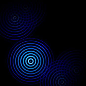 Blue rings sound waves oscillating, abstract background