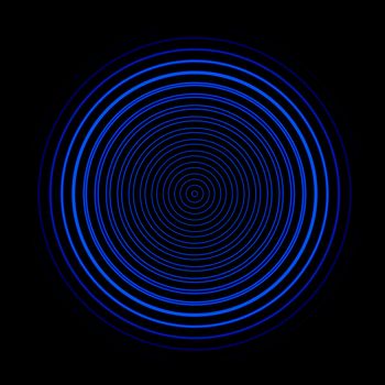 Blue circle sound waves oscillating, abstract background