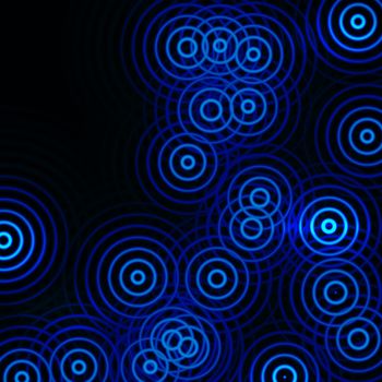 Abstract circle sound waves oscillating dark blue background
