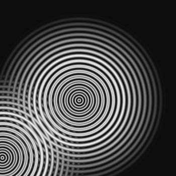 Abstract sound waves oscillating white light on black background