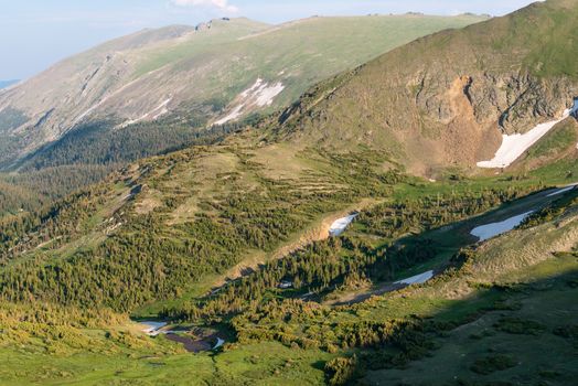 Trail Ridge Road to the alpine tundra in Rocky Mountain National Park, Colorado