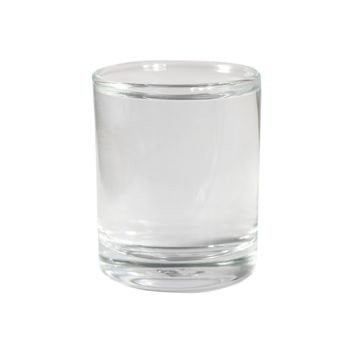 The full glass of water isolated on white background, selective focus