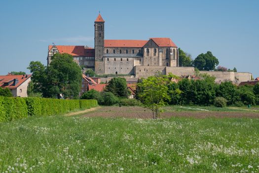 Panoramic image of the convent of Quedlinburg, Germany, Europe