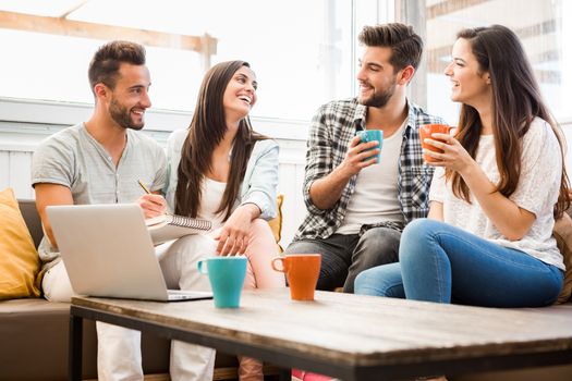 Friends meeting at local coffee shop