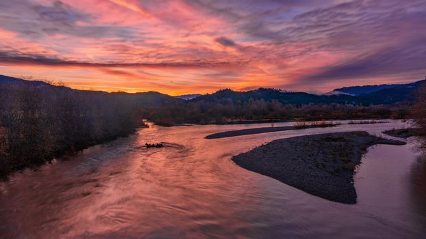 Sunrise image of the Mad River, Blue Lake, California