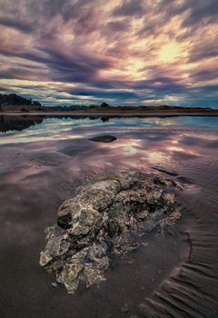 Color image of a beautiful sunset overlooking the Pacific Ocean in Northern California.