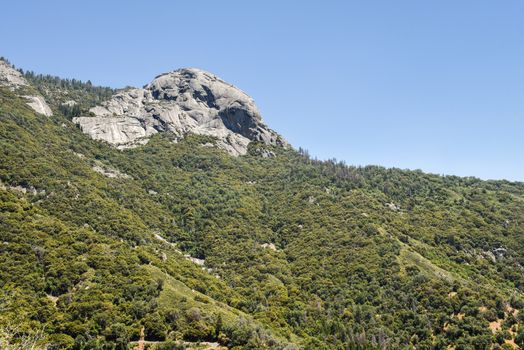View of Moro Rock from the Generals Highway in Sequoia National Park, California
