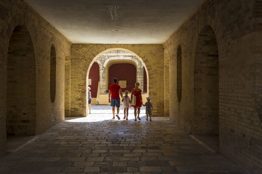 Corfu, Greece - August 25, 2018: Entrance to Corfu fortress Corfu town Greece