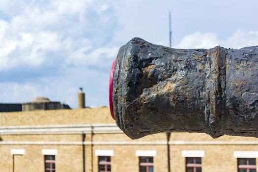 Medieval cannon in the old fortress of Corfu town at Greece.