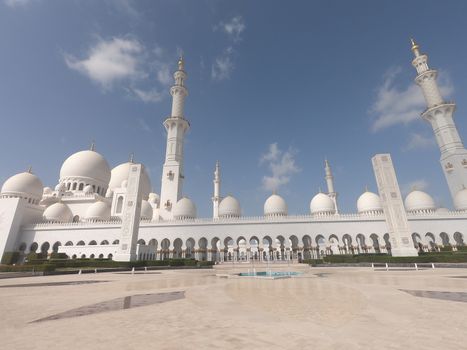 Minarets of Sheikh Zayed Grand Mosque at Morning in Abu Dhabi