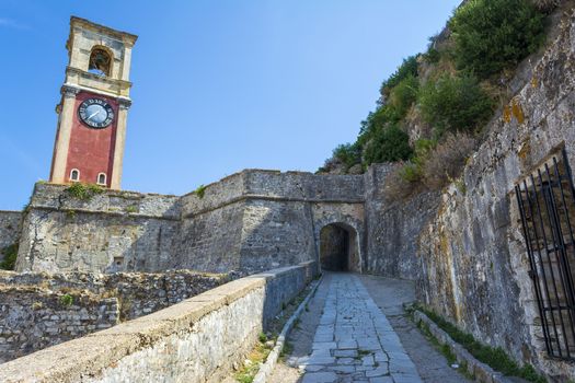 View of the Old Venetian Fortress in Kerkyra, Corfu island, Greece.