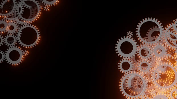 Abstract background for your design. Bright red flash inside a set of gears. 3d illustration