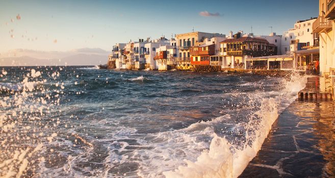 little venice at sunset, mykonos, Greece - luxury travel destiation - greek islands