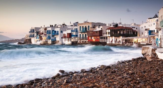 little venice at sunset, mykonos, Greece - luxury travel destiation - greek islands