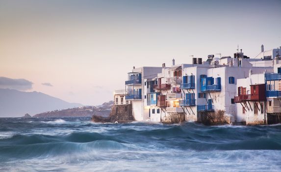 little venice at sunset, mykonos, Greece - luxury travel destiation - greek islands