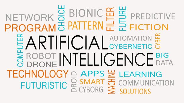 Artificial intelligence word cloud concept.