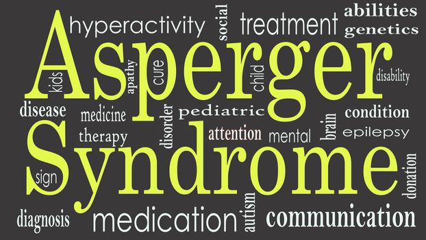 Asperger syndrome word cloud collage, health concept