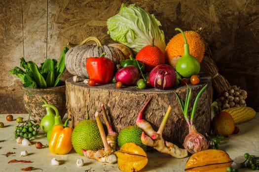 still life Vegetables and fruits as ingredients in cooking.