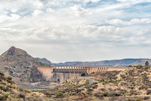 Wall of the Vanderkloof Dam in the Orange River on the border of the Free State and Northern Cape Provinces