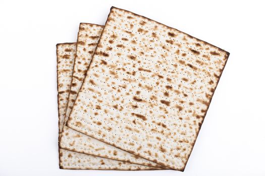 Jewish traditional Pesach textured Matza bread substitute isolated on white background