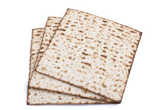 Jewish traditional Pesach textured Matza bread substitute isolated on white background
