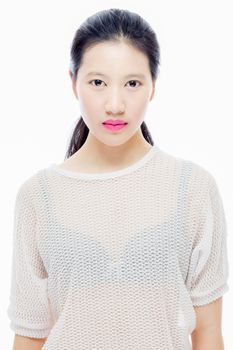 High key beauty portrait of teenage Asian girl