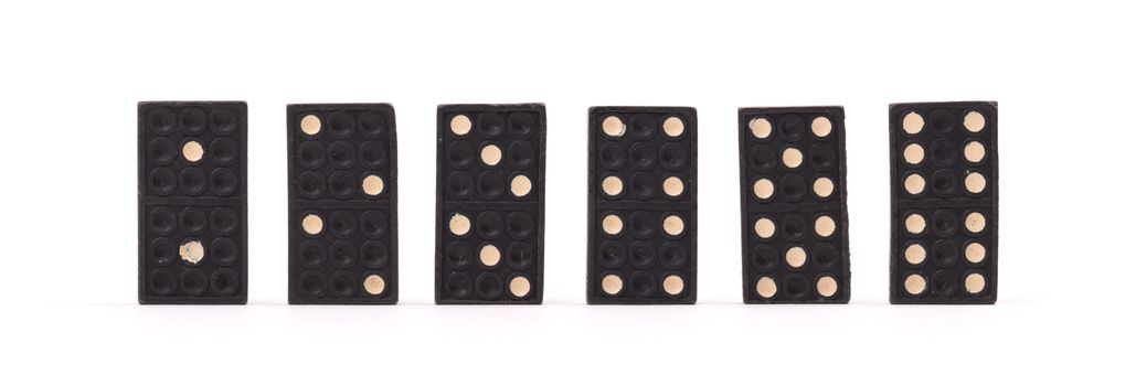 Old domino game isolated on a white background