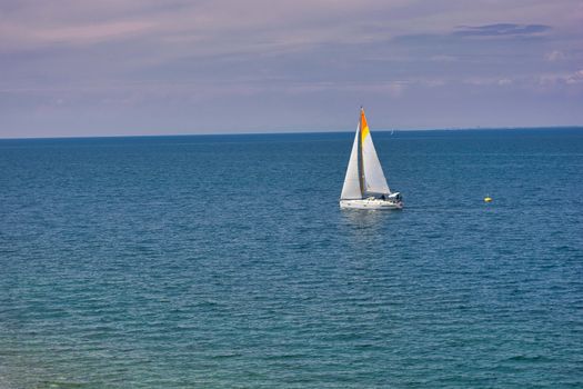 Sailboat in the Adriatic sea near Piran, Slovenia, luxury summer adventure, beautiful Mediterranean sea, Image