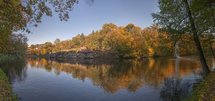 Uman, Ukraine - 10.13.2018. Beautiful autumn in Sofiyivka park in the city of Uman, Ukraine