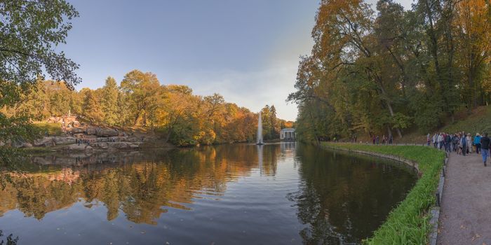 Uman, Ukraine - 10.13.2018. Beautiful autumn in Sofiyivka park in the city of Uman, Ukraine