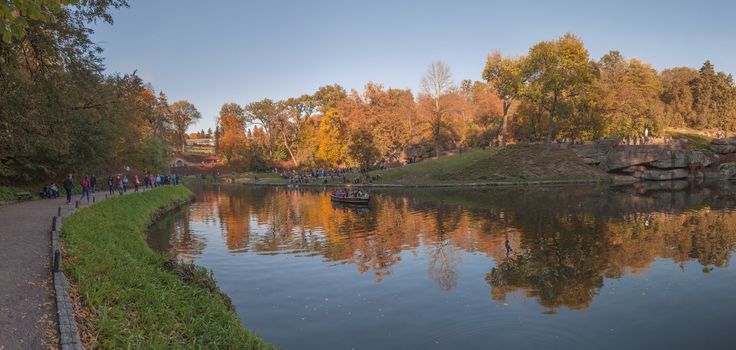 Uman, Ukraine - 10.13.2018. Beautiful autumn in Sofiyivka park in the city of Uman, Ukraine