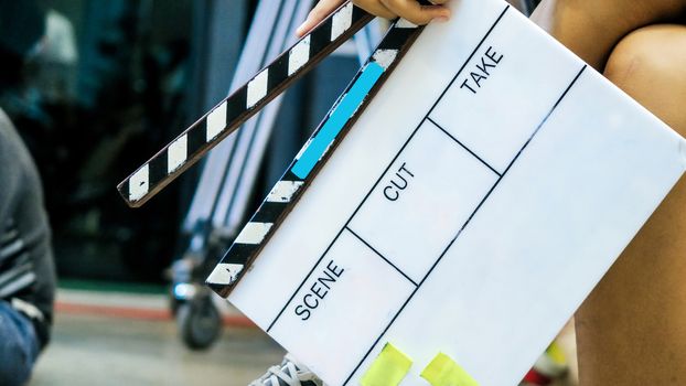 Movie production clapper board